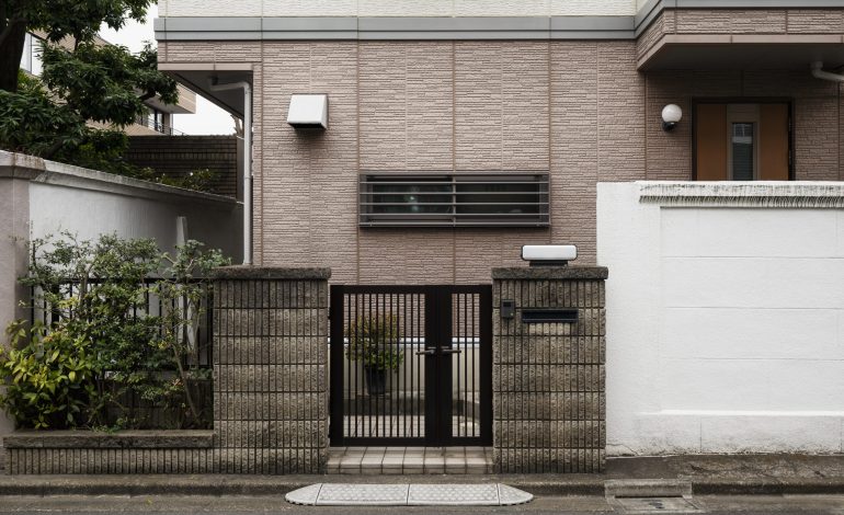japanese culture house entrance with fence